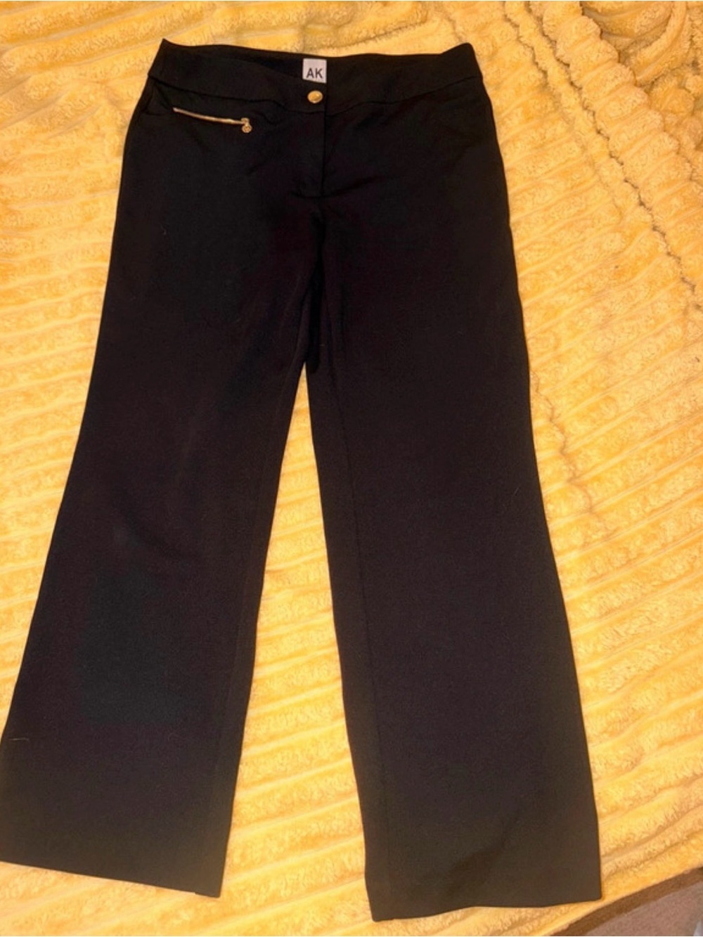 AK Black Wide-Leg Dress Pants with Gold Zip Detail ankle women’s 12